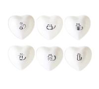 USHOBE Assiettes D’apéritif Cœur en Céramique Noire, Lot de 6 Set de Set