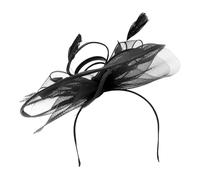 USHOBE Bandeau Tête Femme Chic en Maille Élastique Noire Plumage, Léger et Facile à Porter pour Banquets et Engagements Élégants