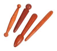 USHOBE Bâtons de massage en bois marron, 4 pièces, outil manuel pour massage des pieds et stimulation des méridiens, adapté à l'usage domestique et à la réflexologie