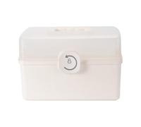USHOBE Boîte à Remède Portable en Plastique Blanc Grosse Capacité, Design Rotatif Poignée, pour Rangement de Premiers Secours à Domicile