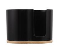 USHOBE Boîte de Rangement Ronde Compacte Protection et Fraîcheur Double Compartiment en Bambou et Plastique pour Coton-tiges et Disques Démaquillants Coiffeuse Voyages