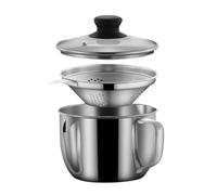 USHOBE Bol Séparateur de Graisse en Acier Inoxydable 304 Passoire et Couvercle, Outil Cuisine Pratique pour Filtrer L'huile de Soupe, pour Restaurants et Hôtels