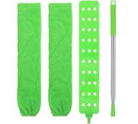 USHOBE Brosse Plate Rétractable en Acier Inoxydable avec Manche Télescopique et Chiffon de Remplacement pour Nettoyer Zones Difficiles D'accès