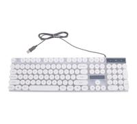 USHOBE Clavier D’Ordinateur Plastique Blanc à Touches Rondes Lumineux, USB | Fonction Lumineuse, Usage Ordinateur, Tablette et Téléphone, Design Sobre, Format Pratique pour Voyage