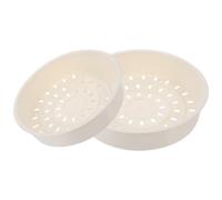 USHOBE Panier pour Cuisson Vapeur Uniforme en Plastique Rond Vapeur Blanc 2pcs Facile à Ranger, Accessoire la Cuisine pour Œufs et Riz