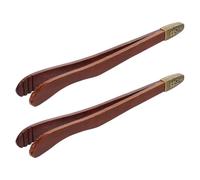 USHOBE Pince à Thé en Bois et Alliage Marron 2pcs Protection la Chaleur et Prise Douce pour Service de Thé et Manipulation de Tasses Délicates
