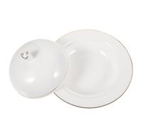 USHOBE Plateau de Service en Céramique Blanche Couvercle en Dôme, Assiette Décorative Résistante aux Chocs pour Fruits, pour Table à Manger