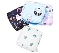 USHOBE Pochettes en Nylon Plusieurs styles Lot de 4 Fermeture Éclair Lisse, Protection de L'intimité pour Serviettes Hygiéniques Travail Voyages des Femmes et Plusieurs styles