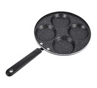 USHOBE Poêle à Œufs à 4 Compartiments en Aluminium Noir Antiadhésif | Poignée Rivetée Trou, Chauffe Uniforme et Nettoyage Facile, pour Repas Familiaux Cuisine Maison