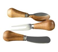 USHOBE Set de Couteaux à Fromage en Acier Inoxydable Manche en Bois, Outil Portable pour Couper le Fromage, Table de Dîner et Recevoir des Invités