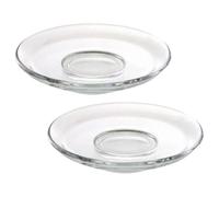 USHOBE Soucoupes à Thé Rondes en Verre Transparent, Lot de 2 Réutilisable