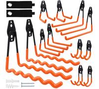 USHOP 12 Pièces Crochet Mural Garage,Crochet Rangement Garage,Robustes avec Revêtement Anti-Dérapant pour Outils,Échelle, Tuyau,Chaise,Vélos,Outils Électriques Encombrants