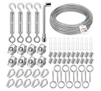 USHOP 3mm 35M Câble en Acier Inoxydable Kit,Corde en Acier Inoxydable à Suspendre Kit,Cable Acier Inoxydable,Inoxydable 304 Câble en Acie,pour Outdoor Suspension,Corde a linge,Plante Grimpante, Ramb