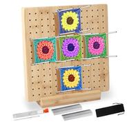 USHOP Planche de blocage Granny Square,Planche de Blocage pour Granny Square 19.5 * 19.5 * 2 cm,Accessoires de Crochet Tricot,avec 20 Tiges,5 Aiguilles en Inox,pour Projets de Tricot et de Crochet