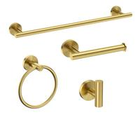 USHOWER Lot de 5 Accessoires de Salle de Bain en Acier Inoxydable SUS304 Durable, 61 cm, doré brossé