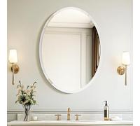 USHOWER Miroir Mural Ovale sans Cadre 50,8 x 71,1 cm, Grand Miroir décoratif pour Salle de Bain, Meuble-lavabo, Chambre à Coucher, Bord biseauté de 2,5 cm, Style Moderne