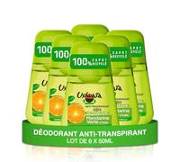 Ushuaïa - Déodorant Bille - Anti-Transpirant 48h Anti-Traces Blanches Mandarine Verte d'Italie - lot de 6 x 50ml