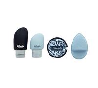 USHUAÏA - Kit Avion - Flacons Vides en Silicone 60ml et 90 ml - Éponge Nettoyage - Pad Démaquillant - Trousse de Voyage Complète - Nécessaire de Toilette