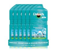 Ushuaïa Shampoing Douche 2 en 1 Fraîcheur Minéraux Marins, Formule Vegan pH Neutre, Protection Anti-Dessèchement 24h, Lot de 6 x 280ml