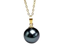 USIGONG Authentique Tahiti Nanhai aquaculture Paon Vert Noir Perle AAA, 8-8.5mm, 11.5-12mm, 16mm Perle Noire Sydney Collier Pendentif Femme, Petit, Argent sterling, Perle de nacre