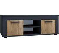 UsiloL meuble TV 2 portes anthracite, chêneReproduction.