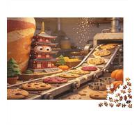 Usine de Biscuits Atelier Puzzle 1000 Pièces Papier pour Adultes Scène de Pâtisserie Détente Décoration Cadeau Famille 70x50cm/1000pcs