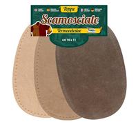USIT, Lot de 6 Paires de Patchs Thermocollants en Tissu en Daim, 16x11 cm, Idéaux pour Réparer Pantalons, Vestes et Chemises, Teintures Inaltérables, Beige, Noyer et Beige Clair