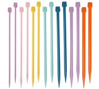 Uskerb Lot de 14 aiguilles à tricoter courtes de 25 cm - Kit de démarrage - Aiguilles à tricoter droites colorées de 4 mm à 10 mm pour débutants, parfaites pour les cadeaux faits à la main, les arts