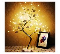 USKI Lampadaire Plume LED Table bonsaï Arbre lumière Tactile Interrupteur Bricolage lumière Artificielle Arbre Lampe décoration for Cadeau décor à la Maison Batterie/USB actionné(Gloden Leaf Tree)