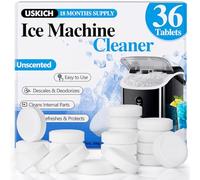 USKICH Lot de 36 tablettes détartrantes pour machine à glaçons compatibles avec frigidaire, opale, profil GE, Kitchenaid, détartrant sans nickel pour comptoir, machines à glaçons pépites