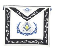 USL Tablier maçonnique avec bordure brodée Bleu et blanc, bleu, taille unique