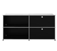 USM Haller Buffet 2 Ouverts / 2 volets à droite Noir graphite - USM SIDEBOA OF KLAP RE FD SCH