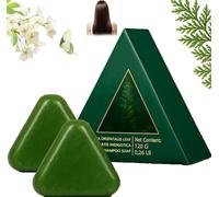 Usman Grass Green Soap Shampooing | 2x120G Bar shampooing Triangle Nature | Nourrissant la barre de savon de shampooings solides riz gluant | Renforcement des shampooings anti-dandruff