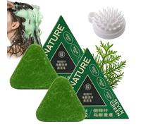 Usman Grass Shampoo Bar, Nature Triangle Shampoo Bar, Seven Green hampoo ar, Nature Seven Green Soap hampoo, Natural Herbal Hair Care, Calming & Strengthens Hair (2PCS)