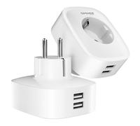 Usmart Prise intelligente Wifi avec USB 16 A, prise Alexa avec Google Home, surveillance de l'énergie et minuteur avec contrôle par APP, 2 paquets