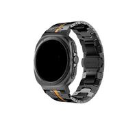 UsmAsk Bracelet en acier inoxydable for Samsung Galaxy Watch 7 Ultra 47 mm, sans espace, extrémité incurvée, bracelet en métal for GALAXY 7 47 47 mm(Black Orange)
