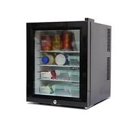 UsmAsk Petit réfrigérateur à vin/Armoire à Boissons 30 L, Porte Avant en Verre avec 3 cloisons Mobiles et éclairage intérieur LED, réfrigérateur de Bar de comptoir 6-18 °C, Noir