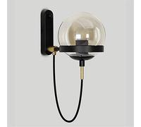 USMCPQVXN Applique Murale Nordique Créative En Verre, 1 Ampoule En Fer Forgé Noir/Bronze, Culot E27 Rond Plaqué Art Déco Pour Lampe de Chevet, Chambre À Coucher, Couloir/Noir