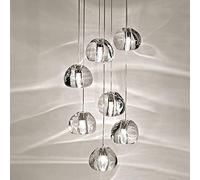 USMCPQVXN Lustre En Cristal Led Moderne, Plafonnier En Forme de Goutte D'Eau, Luminaire En Forme de Boule de Cristal, Éclairage Personnalisable Pour Escalier, Salon, Hôtel, Couloir, Hall D'Entrée/7 Tê