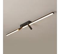 USMCPQVXN Plafonnier Led À Bande Lumineuse, 2 Voies, Angle Réglable, Moderne, Simple, Noir, Pour Salon, Vestiaire, Couloir, Blanc Froid, 100 Cm/Lumière Tricolore/80 Cm