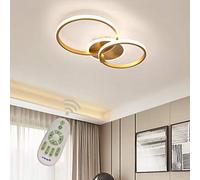 USMCPQVXN Plafonnier Moderne À Intensité Variable Avec Télécommande, Luminaire Suspendu À Led, Design Rond En Acrylique, Pour Cuisine, Couloir, Salle À Manger, Chambre À Coucher/Doré/L45*L35Cm