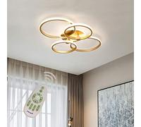 USMCPQVXN Plafonnier Moderne À Intensité Variable Avec Télécommande, Luminaire Suspendu À Led, Design Rond En Acrylique, Pour Cuisine, Couloir, Salle À Manger, Chambre À Coucher/Doré/L69*L59Cm