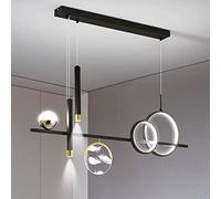 USMCPQVXN Plafonnier Moderne Et Créatif, Avec Spot Rectangulaire, Luminaire Suspendu Pour Table À Manger, Lampe Led Pour Cuisine Et Salon, Luminaires Suspendus D'Intérieur/Lumière Noire Et Blanche