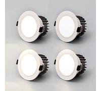 USMCPQVXN Siet Led Plafonnier Downlights 4Pcs Panneau Encastrable Rond Downlight, Ip44 Étanche Encastré Downlight Luminaire Projecteur Directionnel, Salle Den Foyer Down Lighting Luminaires/6000K/7W