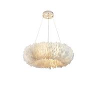 USMCPQVXN Suspension À 3 Lumières En Plumes Blanches, Style Nordique Moderne, Ronde, Avec Spot Led, Idéale Pour Une Chambre, Un Salon Ou Une Chambre de Fille.
