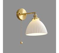 USMJQVZ Applique Murale en céramique Antique, luminaire Mural en Laiton de Ferme avec Interrupteur à Tirette, pour Cuisine, Chambre, Salle à Manger, Restaurant, Salon