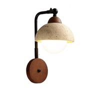 USMJQVZ Applique Murale en Pierre Naturelle, luminaire de Salle de Bain câblé, Style Rustique de Ferme, en travertin Jaune, Lampe Murale Moderne du Milieu du siècle pour Hall d'entrée, Chambre,