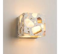 USMJQVZ Appliques murales carrées Modernes en terrazzo avec Formes rectangulaires en Pierre de marbre, éclairage LED intégré vers Le Haut et vers Le Bas pour Chambre, Salon, Salle de Bain, Couloir.