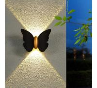 USMJQVZ Appliques murales LED Modernes à éclairage Haut/Bas, Motif Papillon, Finition Noire, étanches, pour Porche, Salle de Bain et décoration intérieure.