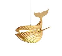 USMJQVZ Luminaire Suspendu en Bois Fait à la Main 1-lumières Lustre en Forme de Poisson Baleine tissé Lustre réglable plafonnier pour Chambre d'enfant Restaurant et îlot de Cuisine